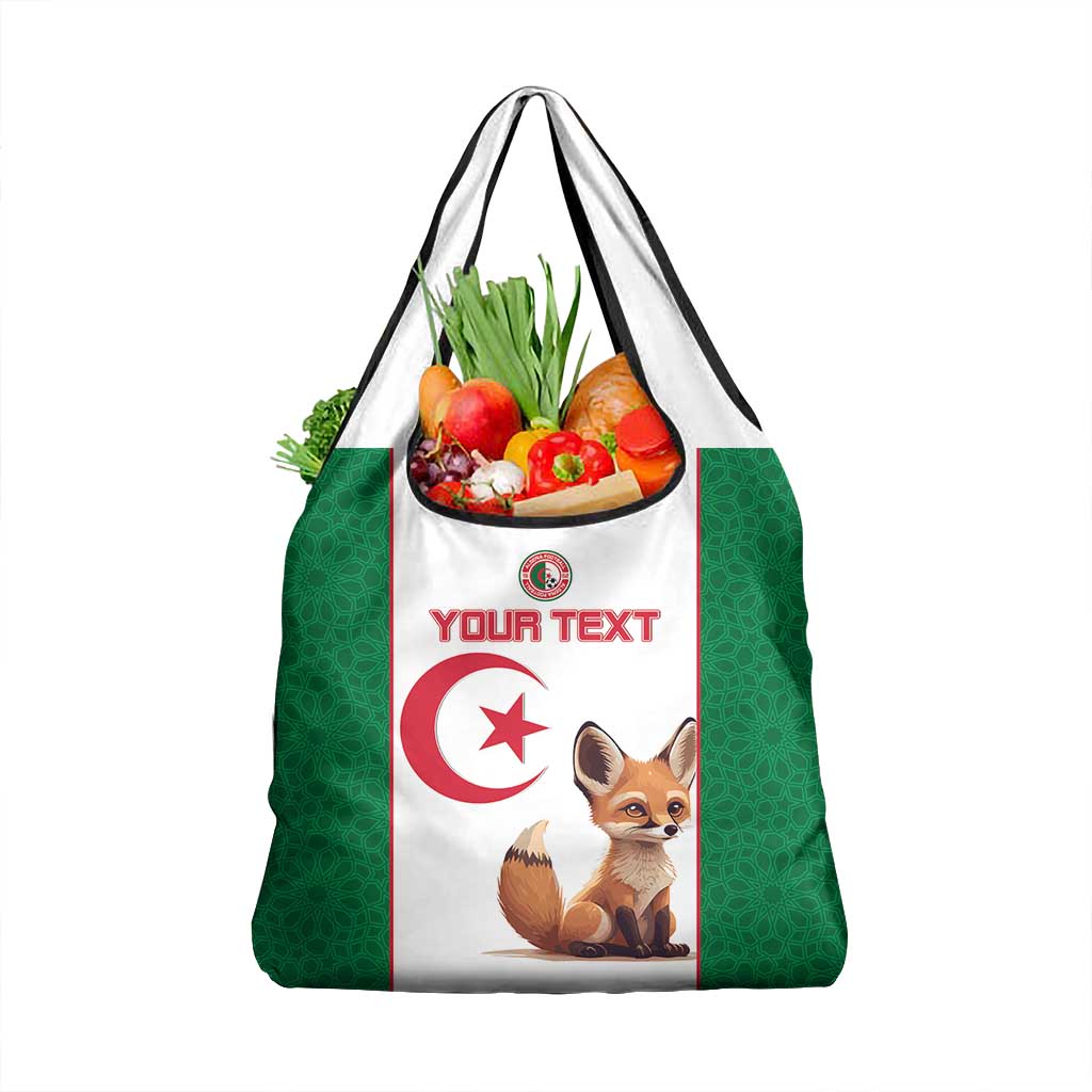 Custom Algeria Football Grocery Bag Fennec Foxes With Islamic Pattern