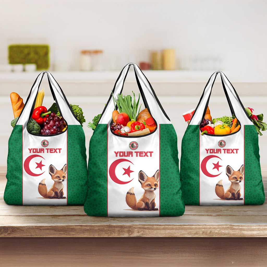 Custom Algeria Football Grocery Bag Fennec Foxes With Islamic Pattern