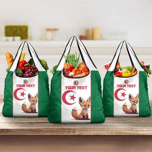 Custom Algeria Football Grocery Bag Fennec Foxes With Islamic Pattern