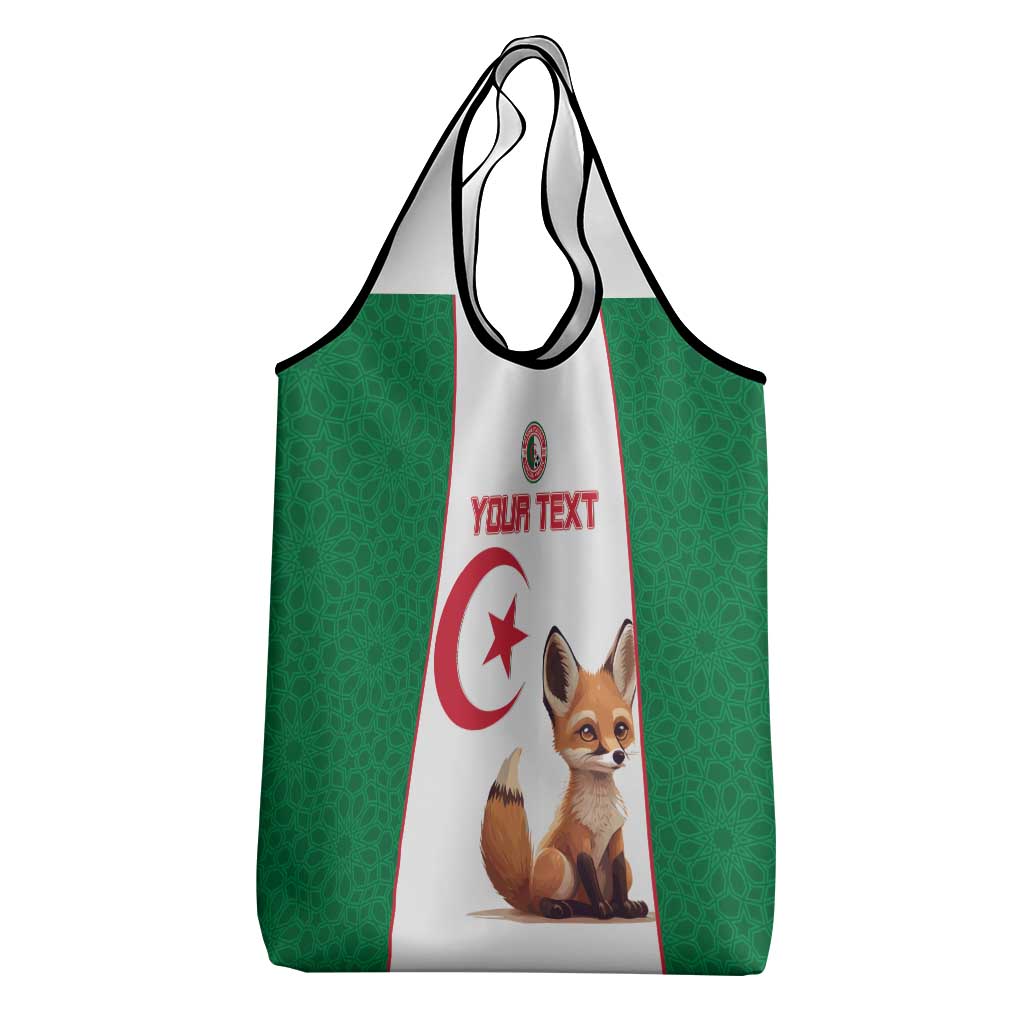 Custom Algeria Football Grocery Bag Fennec Foxes With Islamic Pattern