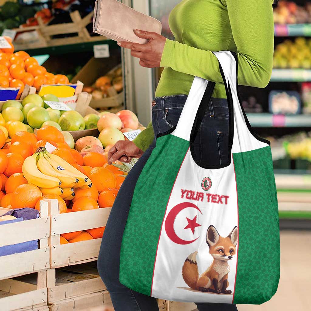 Custom Algeria Football Grocery Bag Fennec Foxes With Islamic Pattern