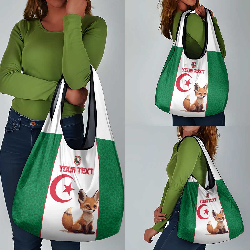 Custom Algeria Football Grocery Bag Fennec Foxes With Islamic Pattern