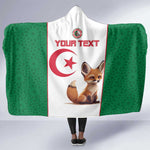 Custom Algeria Football Hooded Blanket Fennec Foxes With Islamic Pattern