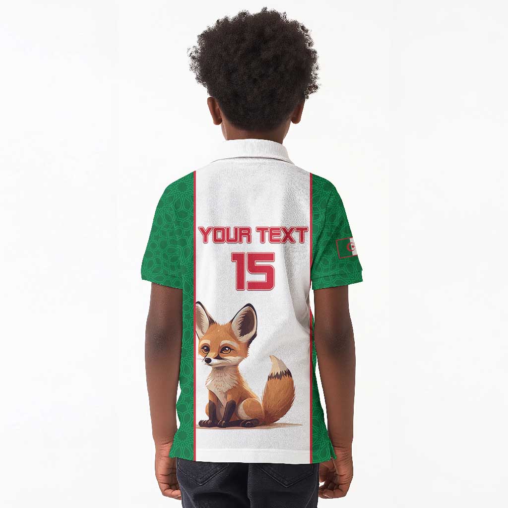 Custom Algeria Football Kid Polo Shirt Fennec Foxes With Islamic Pattern