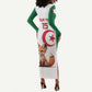 Custom Algeria Football Long Sleeve Bodycon Dress Fennec Foxes With Islamic Pattern LT15