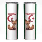 Custom Algeria Football Skinny Tumbler Fennec Foxes With Islamic Pattern