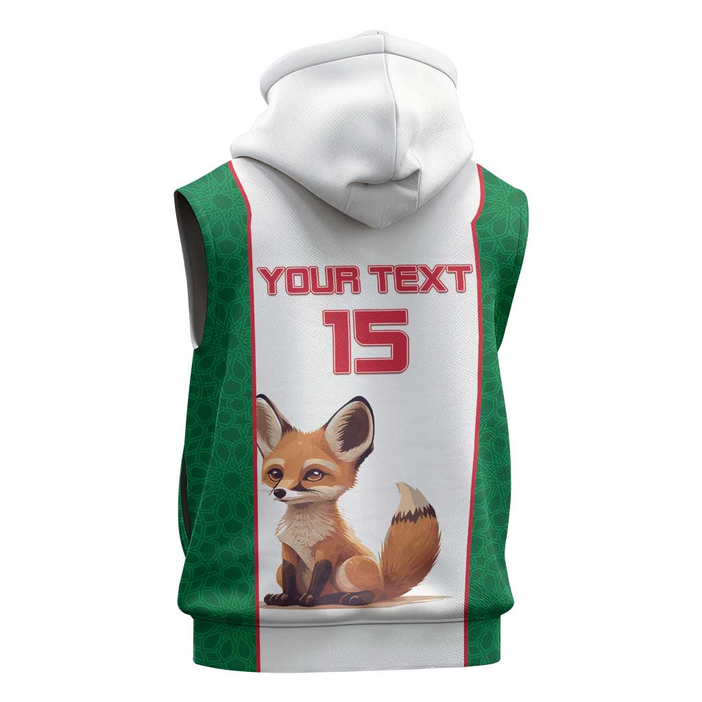 Custom Algeria Football Sleeveless Hoodie Fennec Foxes With Islamic Pattern - African Pride