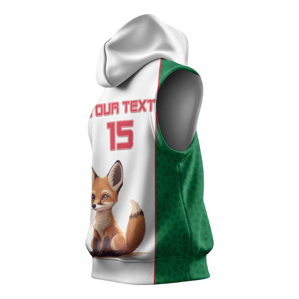 Custom Algeria Football Sleeveless Hoodie Fennec Foxes With Islamic Pattern - African Pride