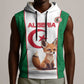 Custom Algeria Football Sleeveless Hoodie Fennec Foxes With Islamic Pattern - African Pride