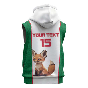Custom Algeria Football Sleeveless Zip Hoodie Fennec Foxes With Islamic Pattern - African Pride