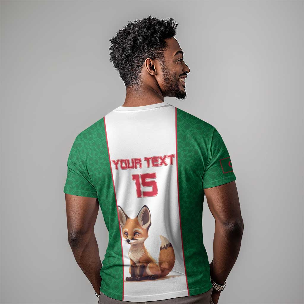 Custom Algeria Football T shirt Fennec Foxes With Islamic Pattern
