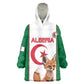 Custom Algeria Football Wearable Blanket Hoodie Fennec Foxes With Islamic Pattern