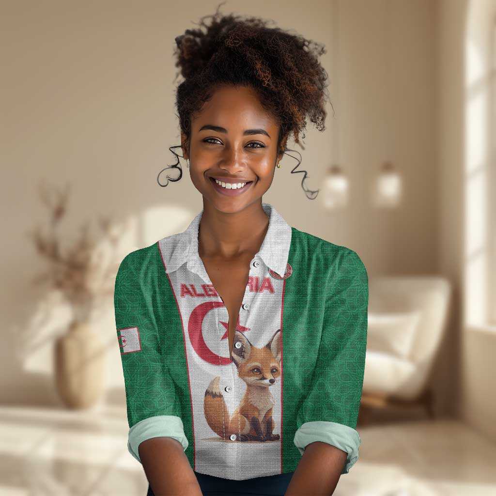 Custom Algeria Football Women Casual Shirt Fennec Foxes With Islamic Pattern LT15