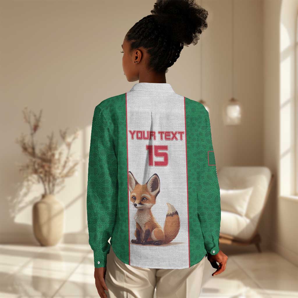 Custom Algeria Football Women Casual Shirt Fennec Foxes With Islamic Pattern LT15