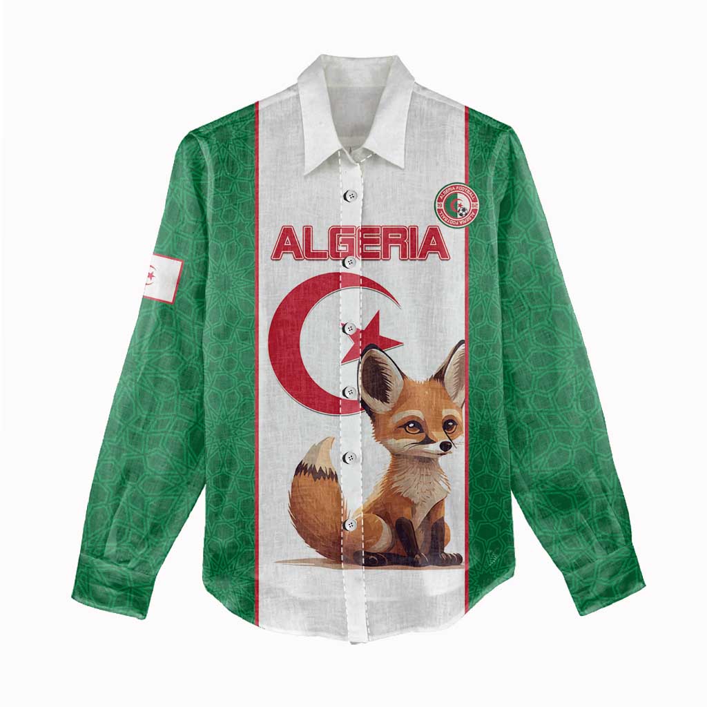 Custom Algeria Football Women Casual Shirt Fennec Foxes With Islamic Pattern LT15