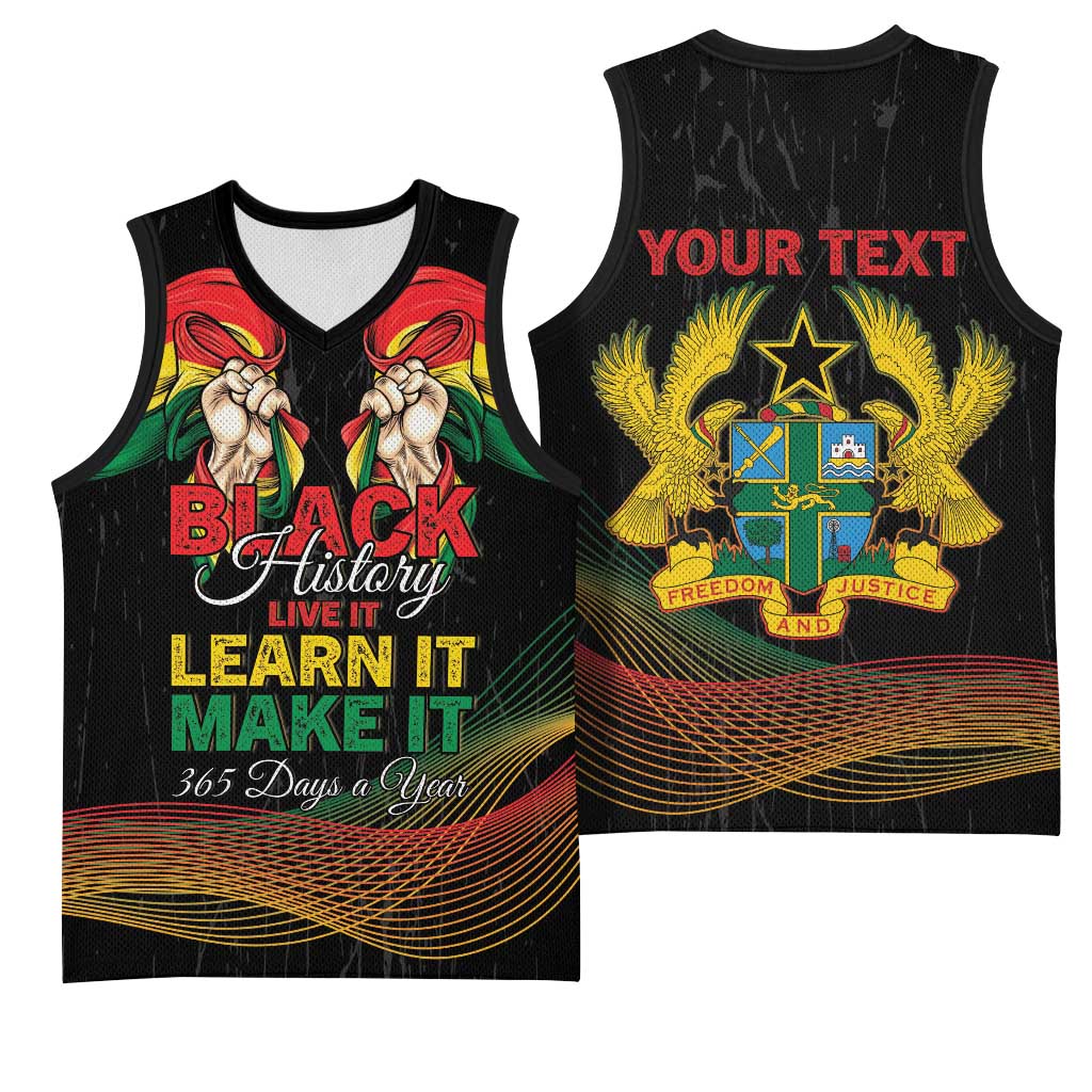 Personalized Ghana Black History Month Basketball Jersey Live It Learn It Make It - African Pride