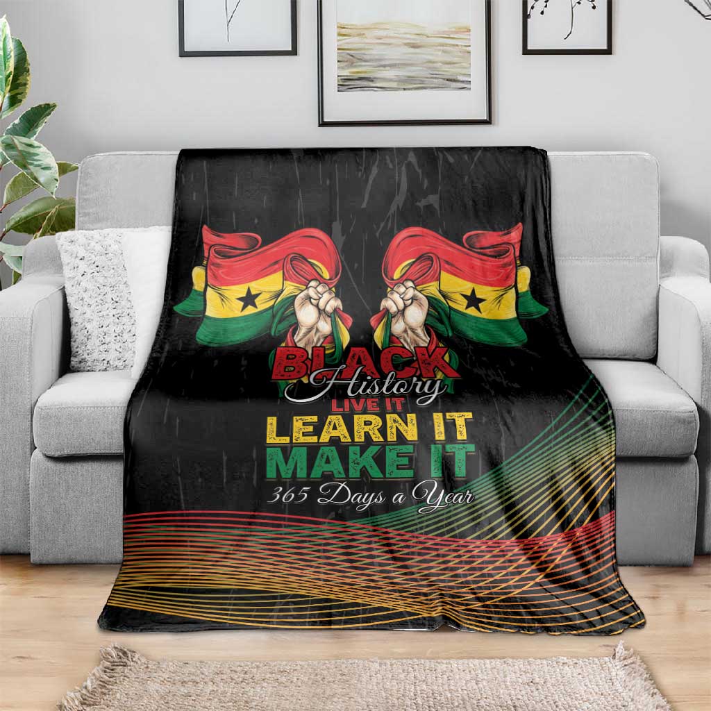 Ghana Black History Month Blanket Live It Learn It Make It - African Pride