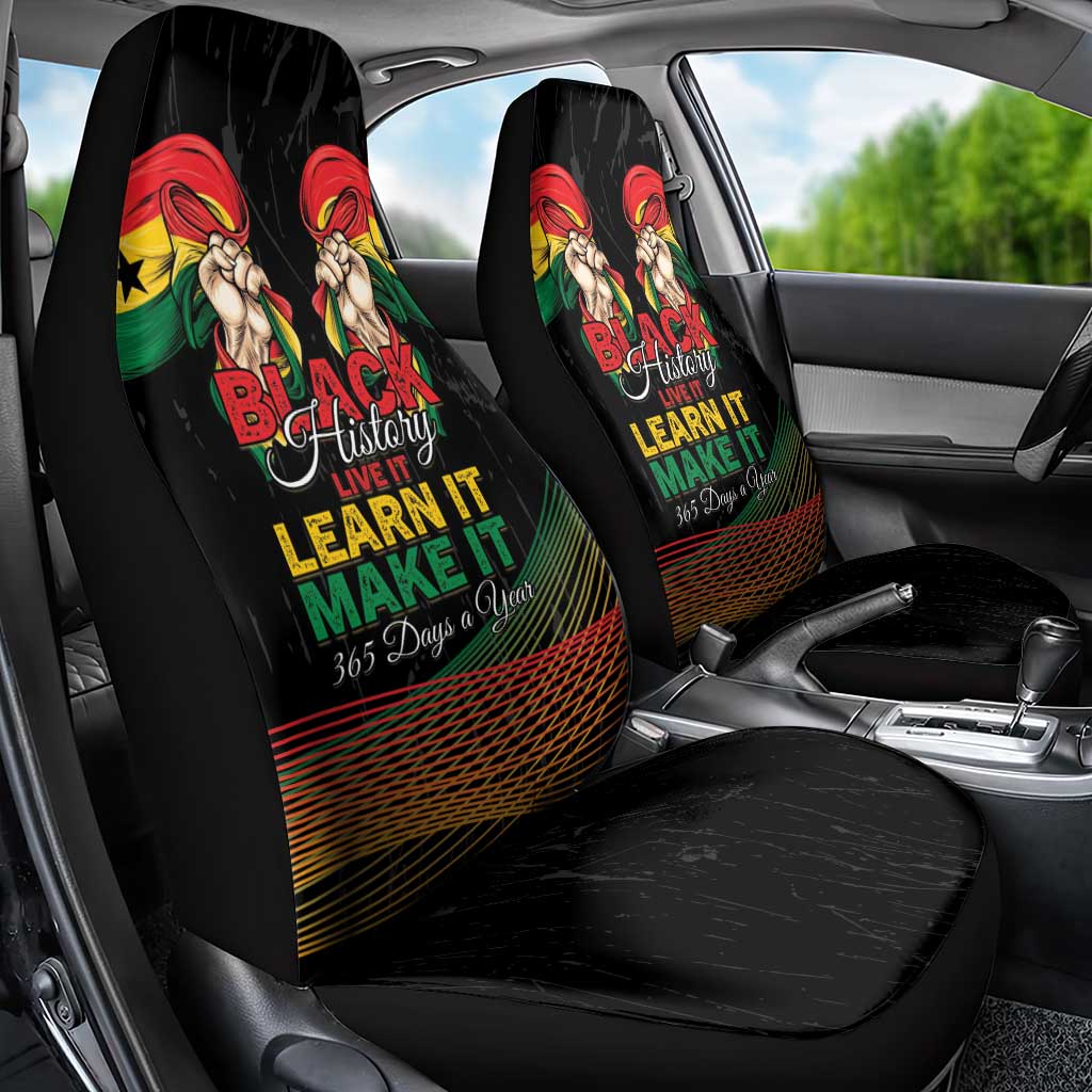 Ghana Black History Month Car Seat Cover Live It Learn It Make It - African Pride