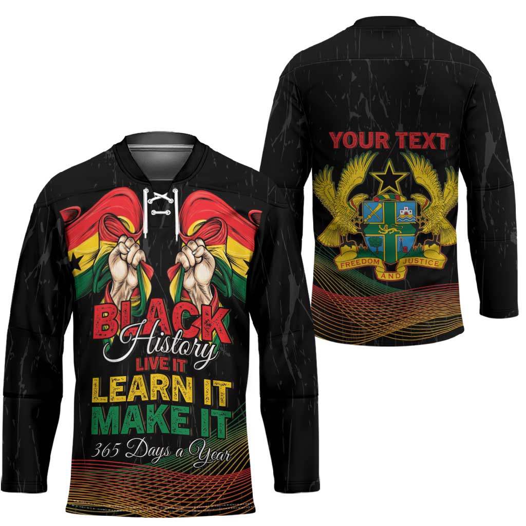 Personalized Ghana Black History Month Hockey Jersey Live It Learn It Make It - African Pride