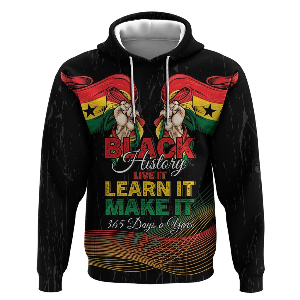 Personalized Ghana Black History Month Hoodie Live It Learn It Make It - African Pride