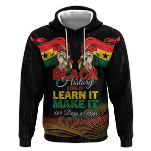 Personalized Ghana Black History Month Hoodie Live It Learn It Make It - African Pride