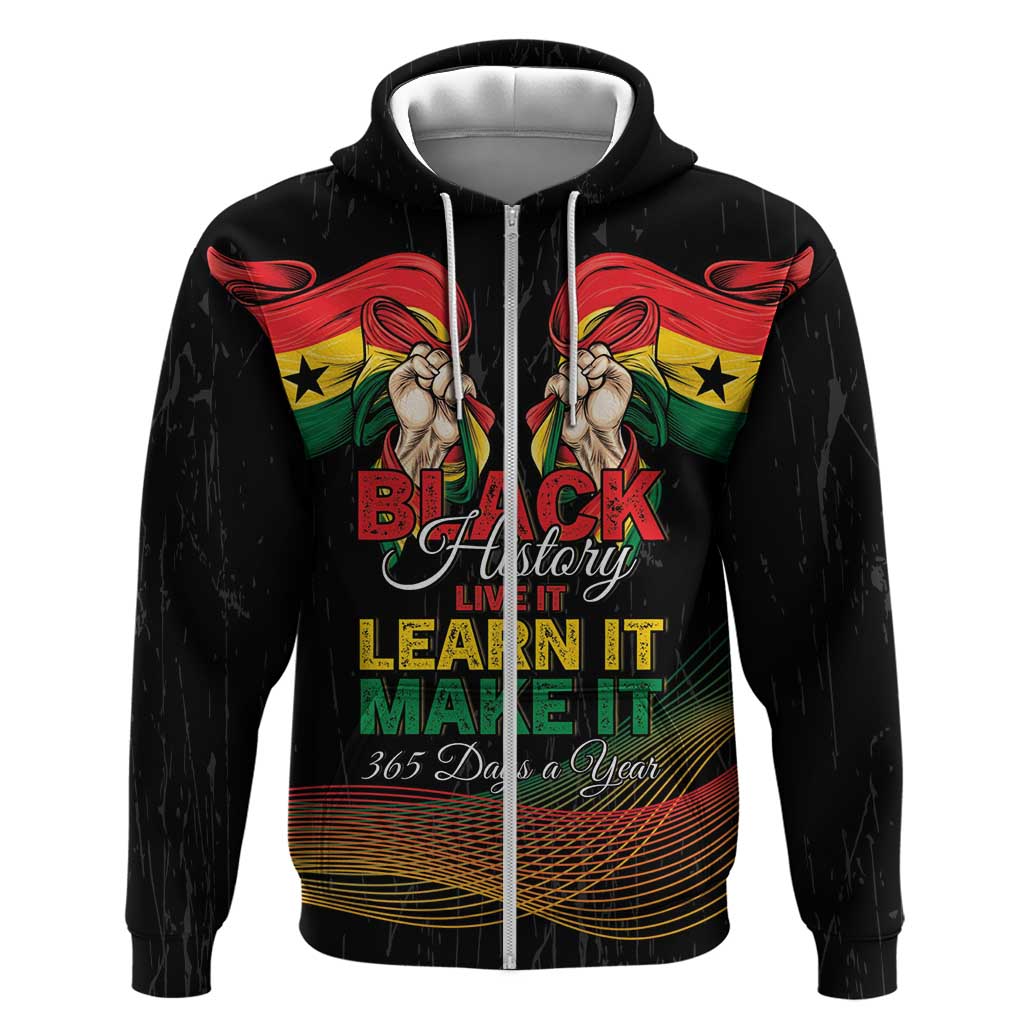 Personalized Ghana Black History Month Hoodie Live It Learn It Make It - African Pride