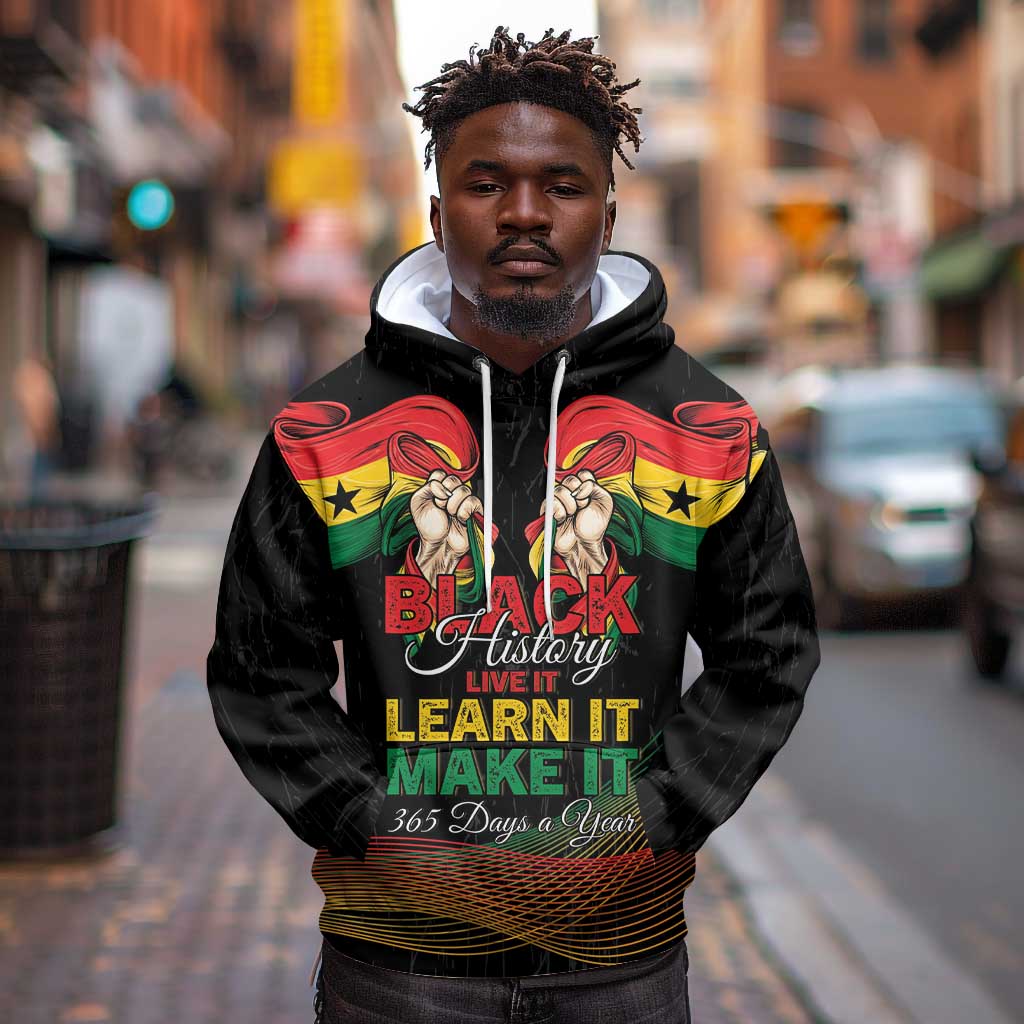 Personalized Ghana Black History Month Hoodie Live It Learn It Make It - African Pride