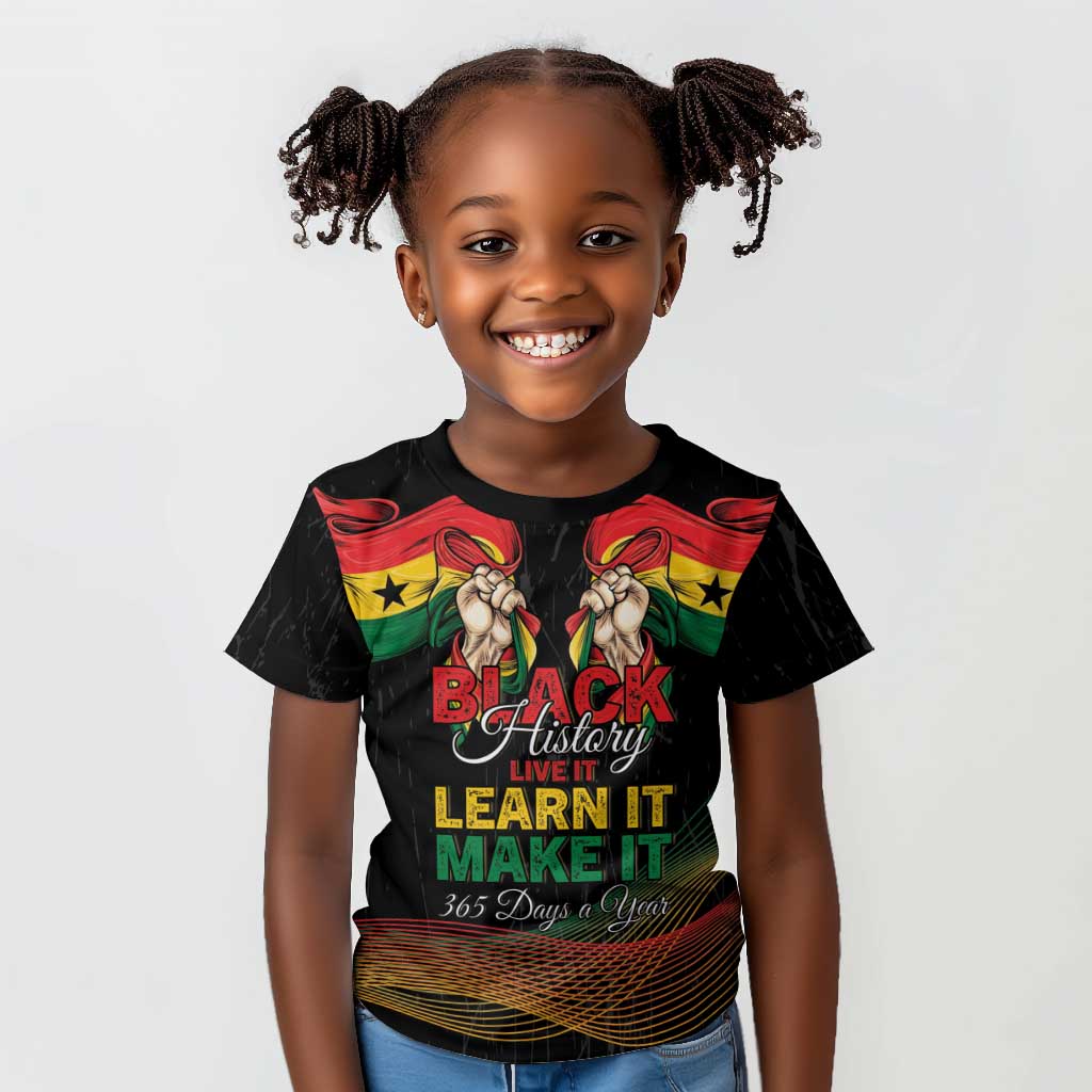 Personalized Ghana Black History Month Kid T shirt Live It Learn It Make It - African Pride