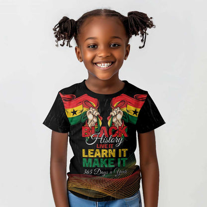 Personalized Ghana Black History Month Kid T shirt Live It Learn It Make It - African Pride