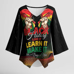 Personalized Ghana Black History Month Kimono Sleeve Blouse Live It Learn It Make It - African Pride