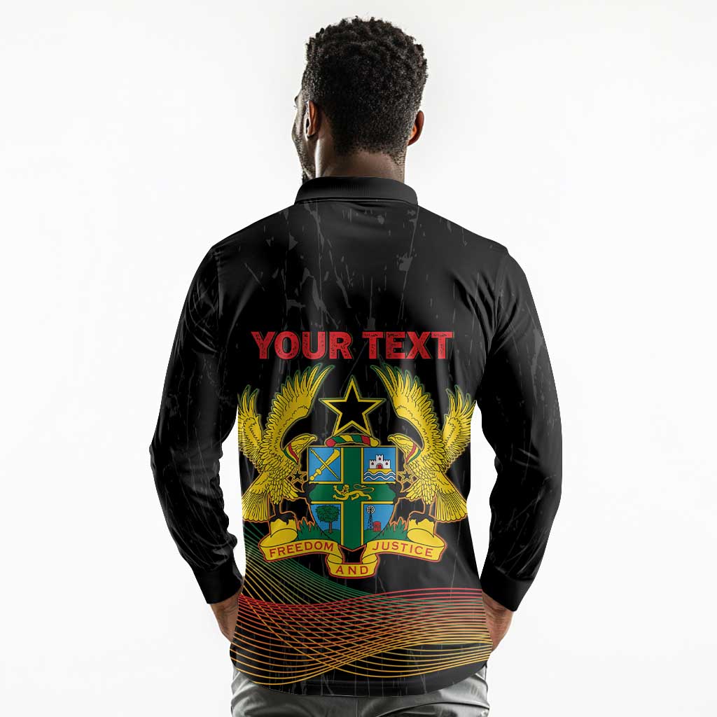 Personalized Ghana Black History Month Long Sleeve Polo Shirt Live It Learn It Make It - African Pride