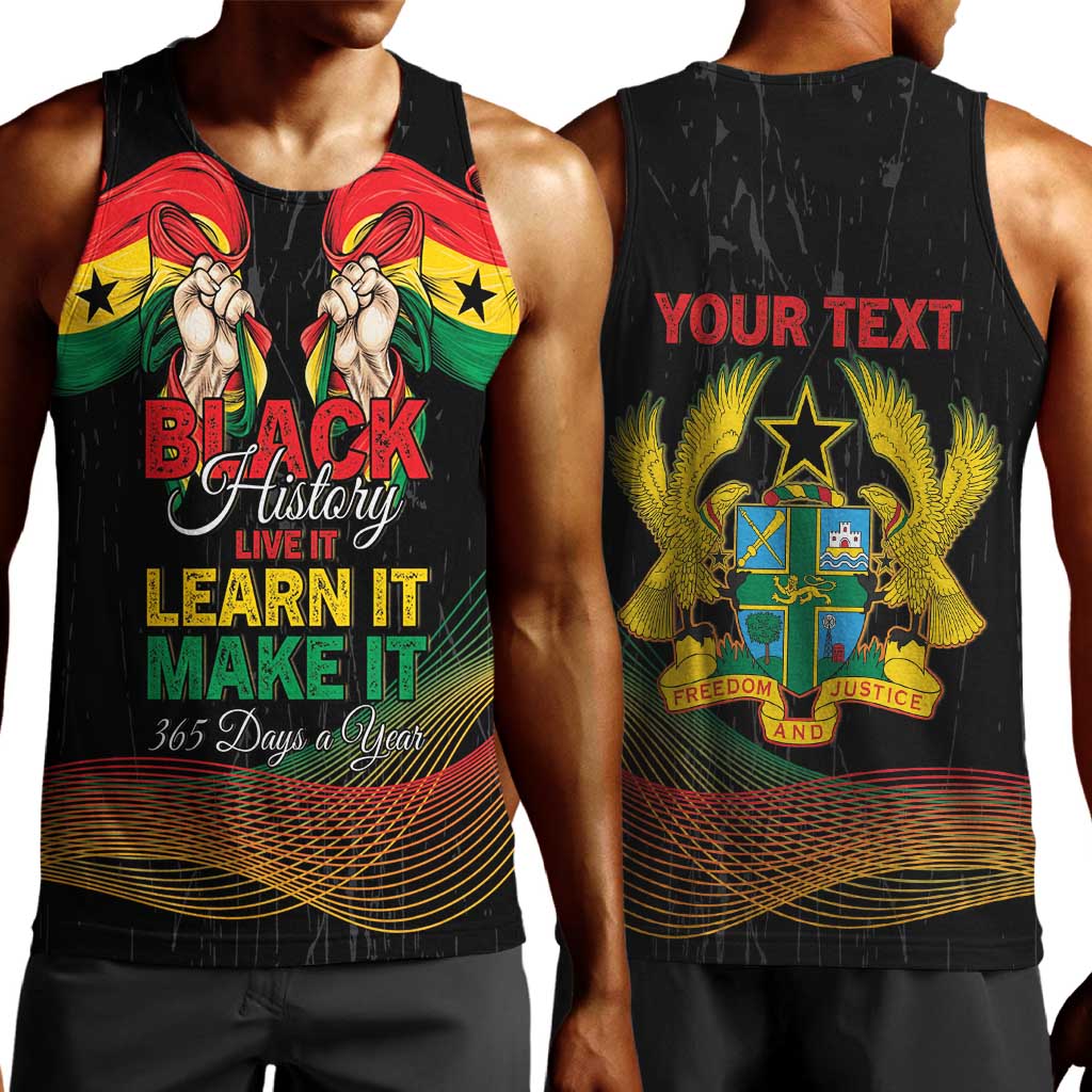 Personalized Ghana Black History Month Men Tank Top Live It Learn It Make It - African Pride