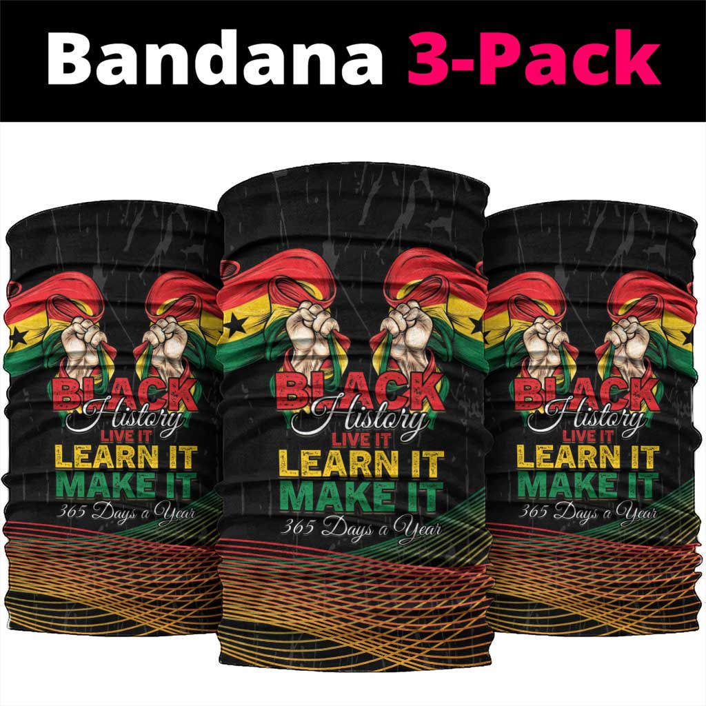 Ghana Black History Month Neck Gaiter Live It Learn It Make It - African Pride