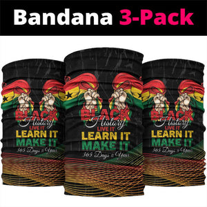 Ghana Black History Month Neck Gaiter Live It Learn It Make It - African Pride