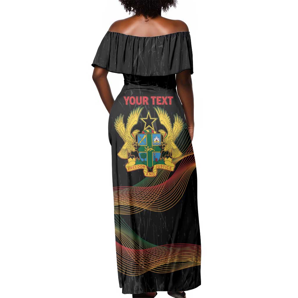 Personalized Ghana Black History Month Off Shoulder Maxi Dress Live It Learn It Make It - African Pride
