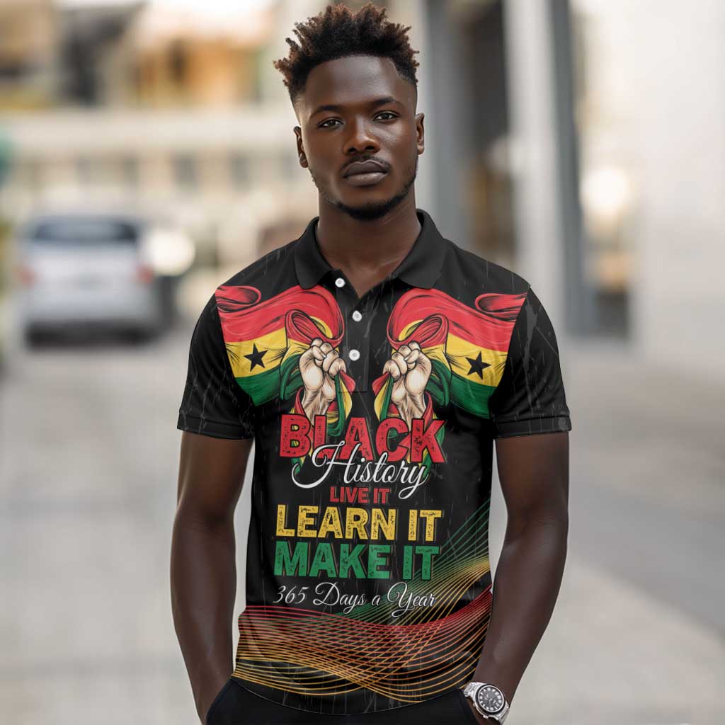 Personalized Ghana Black History Month Polo Shirt Live It Learn It Make It - African Pride