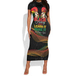 Personalized Ghana Black History Month Short Sleeve Bodycon Dress Live It Learn It Make It - African Pride