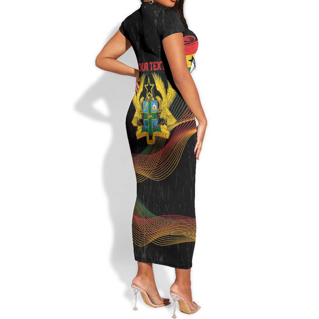 Personalized Ghana Black History Month Short Sleeve Bodycon Dress Live It Learn It Make It - African Pride