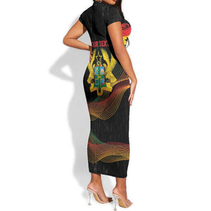 Personalized Ghana Black History Month Short Sleeve Bodycon Dress Live It Learn It Make It - African Pride