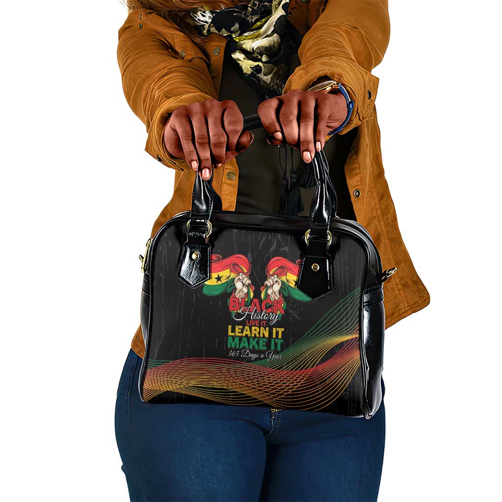 Ghana Black History Month Shoulder Handbag Live It Learn It Make It - African Pride