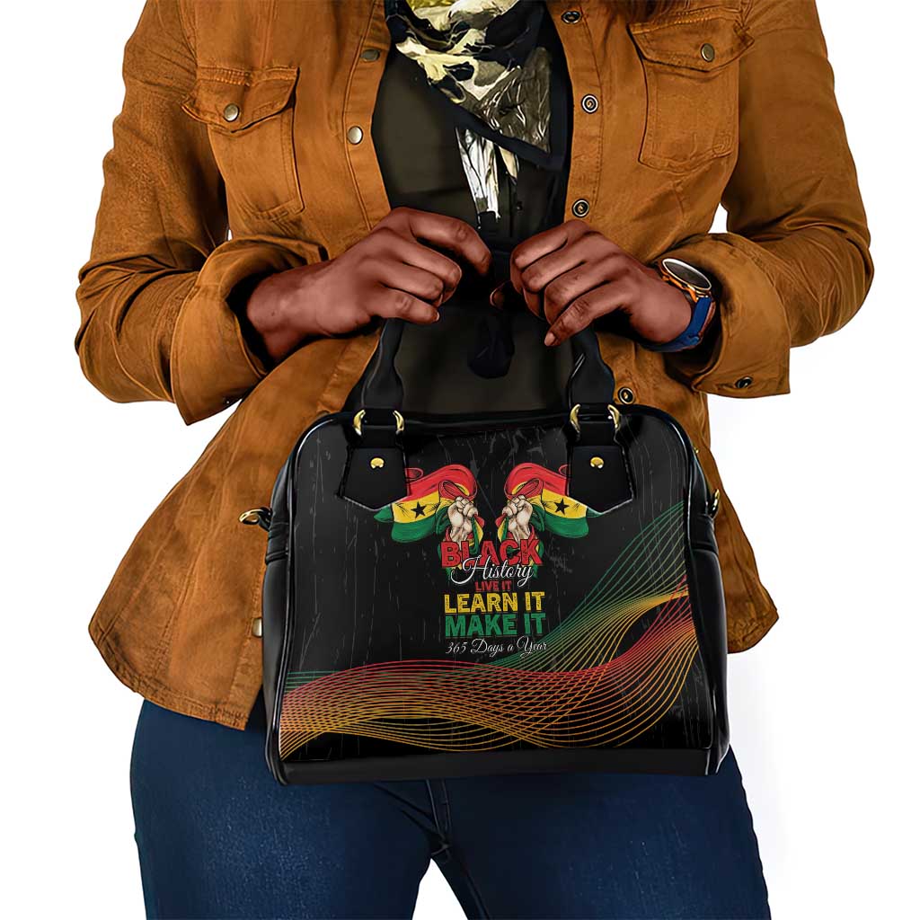 Ghana Black History Month Shoulder Handbag Live It Learn It Make It - African Pride