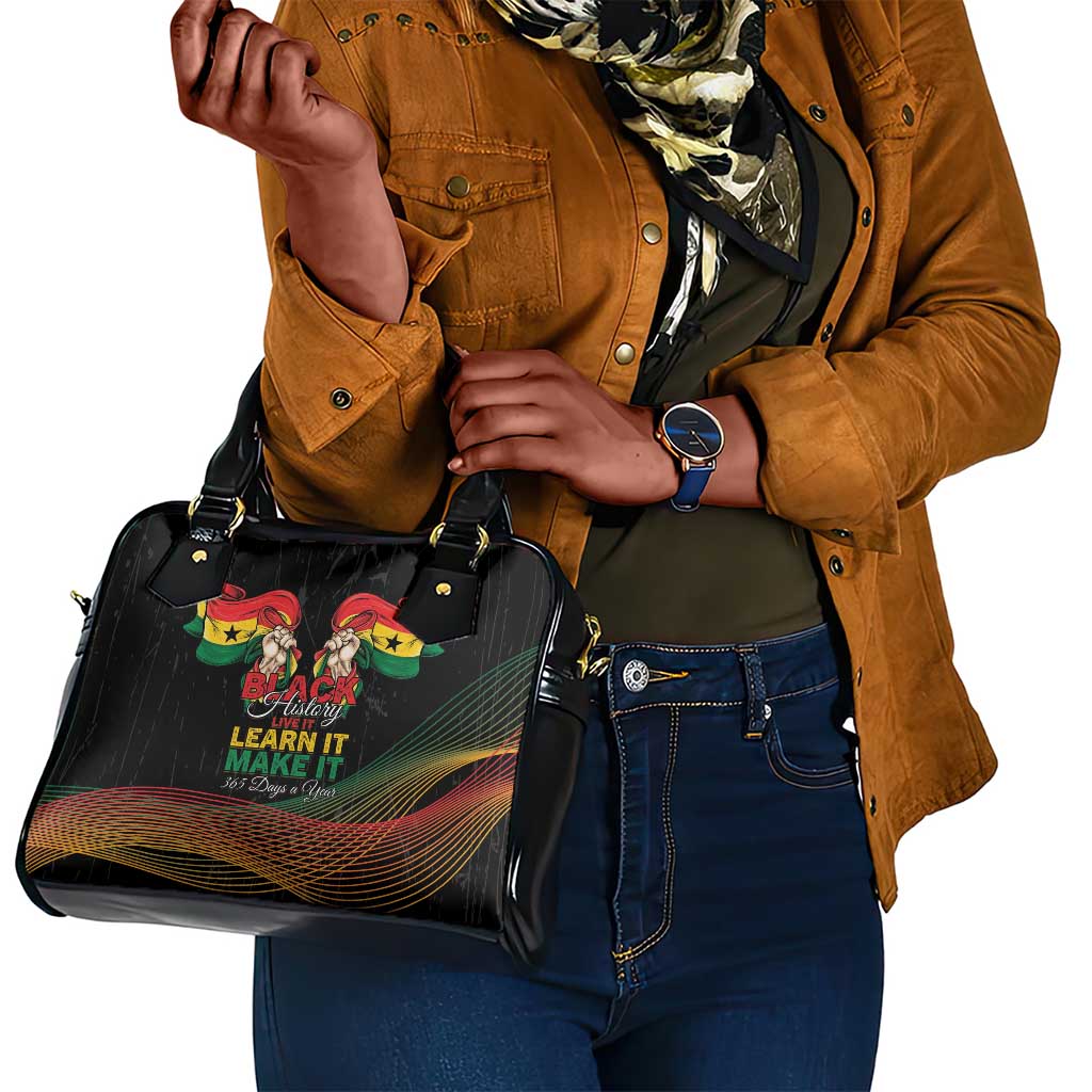 Ghana Black History Month Shoulder Handbag Live It Learn It Make It - African Pride