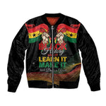 Personalized Ghana Black History Month Sleeve Zip Bomber Jacket Live It Learn It Make It - African Pride