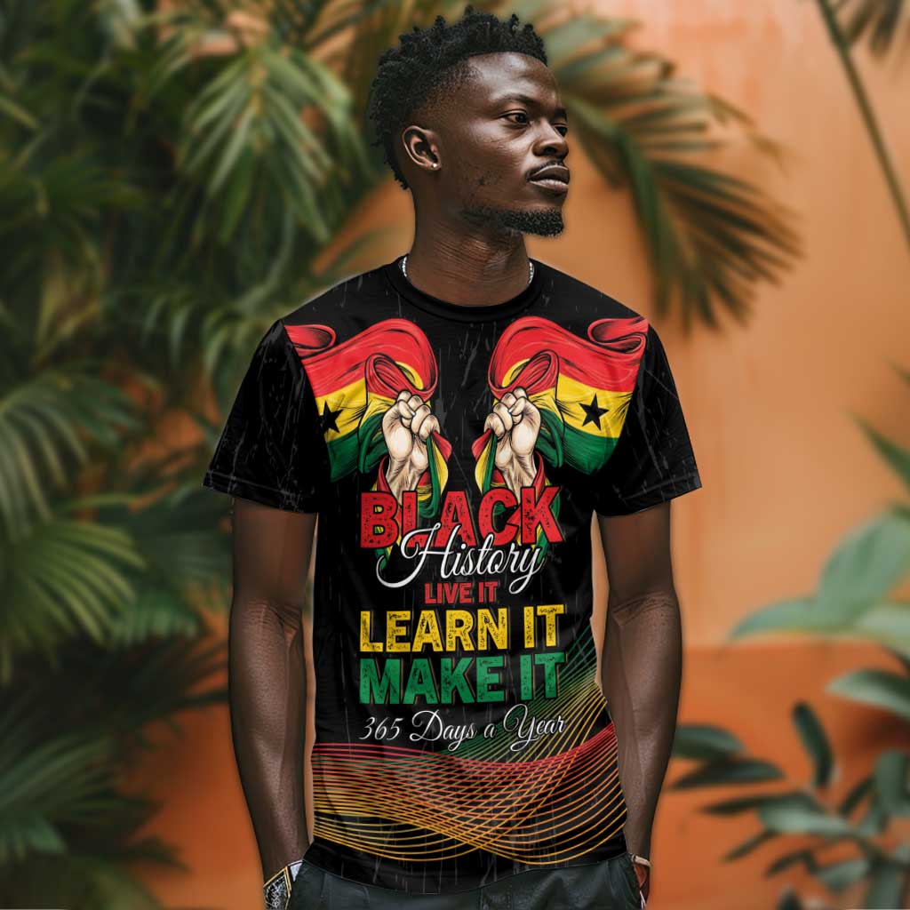 Personalized Ghana Black History Month T shirt Live It Learn It Make It - African Pride