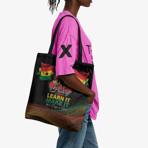 Ghana Black History Month Tote Bag Live It Learn It Make It - African Pride
