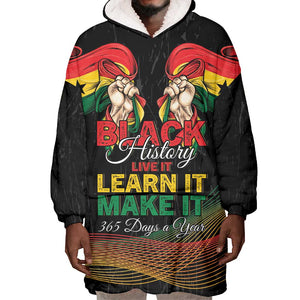 Personalized Ghana Black History Month Wearable Blanket Hoodie Live It Learn It Make It - African Pride