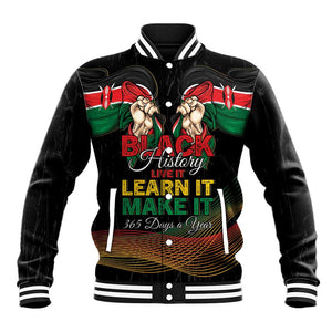 Personalized Kenya Black History Month Baseball Jacket Live It Learn It Make It - African Pride