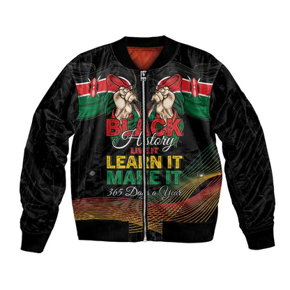 Personalized Kenya Black History Month Bomber Jacket Live It Learn It Make It - African Pride