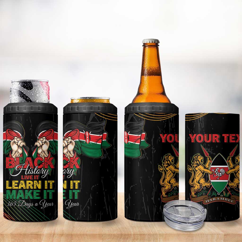 Personalized Kenya Black History Month 4 in 1 Can Cooler Tumbler Live It Learn It Make It - African Pride