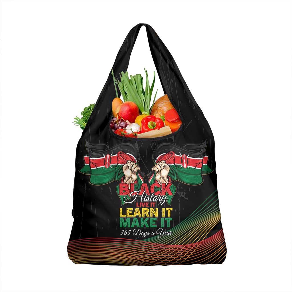 Kenya Black History Month Grocery Bag Live It Learn It Make It - African Pride